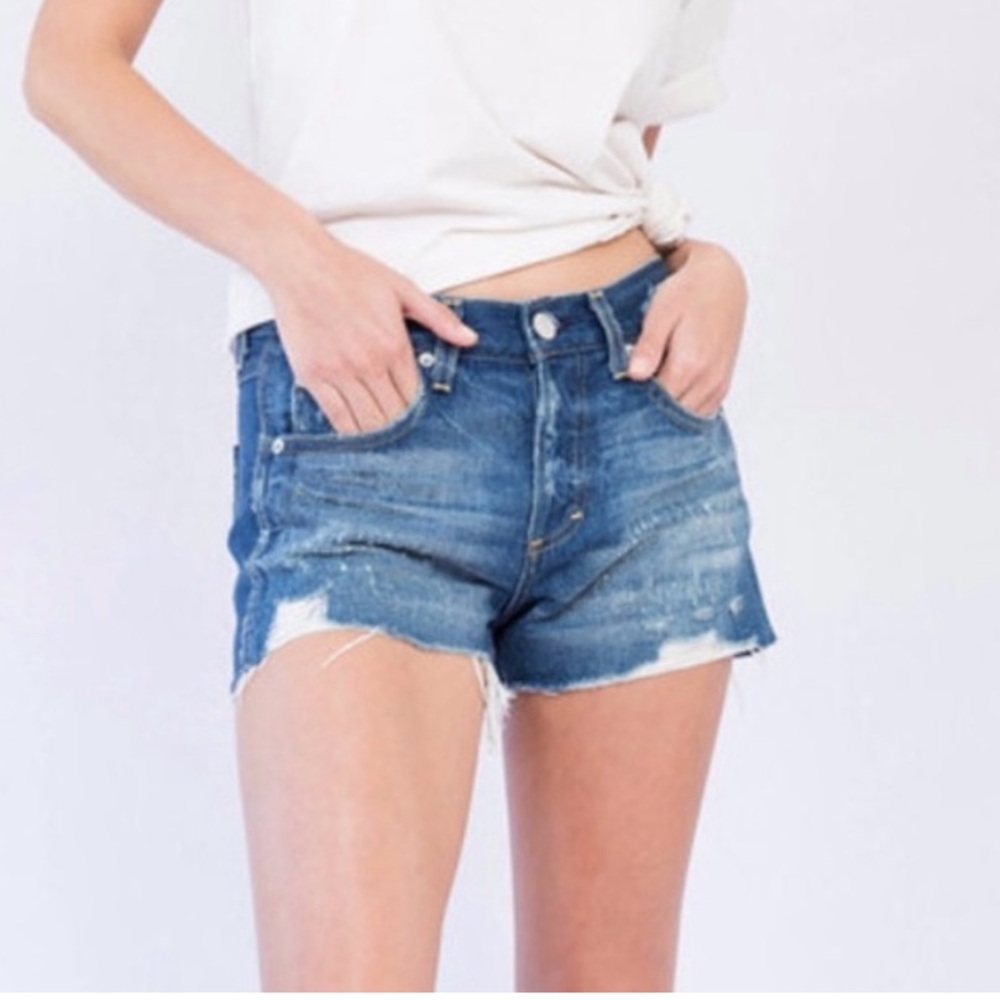 AMO Tomboy Cotton Short in Blue Nile w/Destroy - Size 28